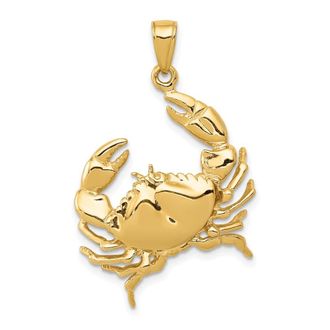 Diamond2Deal 10k Yellow Gold Stone Crab with Claw Extended Pendant