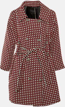 Emporio Armani Multicolor Patterned Cotton Blend Belted Overcoat