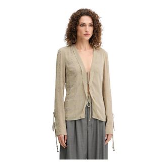 Patrizia Pepe Overhemden, Dames, Beige, L, Polyester, Studded Blouse