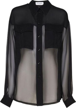 Saint Laurent Black Silk Dress Womens Shirt