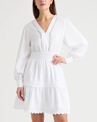 Ellen Tracy Womens Long Sleeve Dress with Flounce Hem