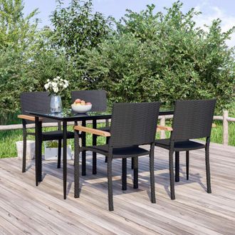 vidaXL Vidaxl Juego De Comedor De Jard&iacute;n 5 Piezas Rat&aacute;n Sint&eacute;tico Negro