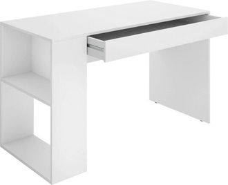 Dmora Scrivania Arianella, Scrittoio multiuso, Tavolo per ufficio porta pc, Piano di lavoro, 115x50 h74 cm, Bianco - Dmora