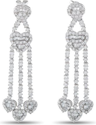 Luxury Bazaar 18K White Gold 3.60 ct Diamond Heart Drop Earrings MF29-011626