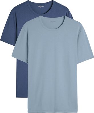 Emporio Armani Designer-plaque Stretch-cotton T-shirt - set of two - Black - S