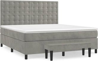 vidaXL Vidaxl - Cama Box Spring Con Colch&oacute;n Terciopelo Gris Claro 180x200 Cm
