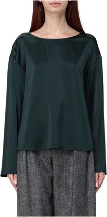 Emporio Armani Satin Top met driekwart mouwen - Dames - Blouses - Groen - S - Satijn - Overhemden