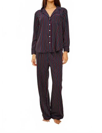 Rails Luna Pajama Set In Navy Oxblood Stripe