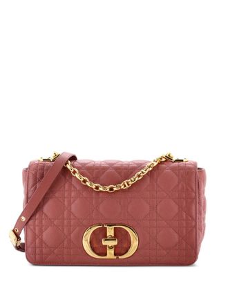 Dior Borsa a spalla Caro media in pelle di vitello trapuntata con motivo Cannage - Rosa