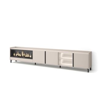 Skraut Home Skraut Home - Mueble Tv, Televisi&oacute;n, Muebles De Sal&oacute;n, Almacenaje, 315x35x61cm, Para Tv Hasta 80, Chimenea El&eacute;ctrica Xxl, Dise&ntilde;o Industrial, Led, Esti