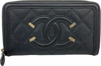 Chanel Black Grained Calfskin Coin Purse/Coin Case (Pre-Owned)