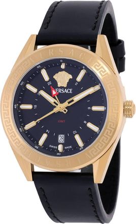 Versace V-Code GMT Quartz Black Dial Mens Watch VEAFA0224