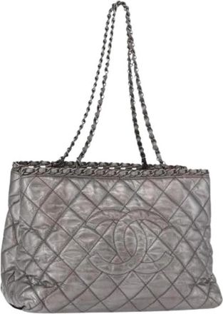 Chanel Pre-owned Vintage Shoulder Bag - Dames - Vintage Shopper - Grijs - ONE Size - Leer - Vintage