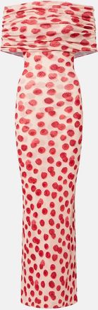 Stella McCartney Off-shoulder printed mesh maxi dress
