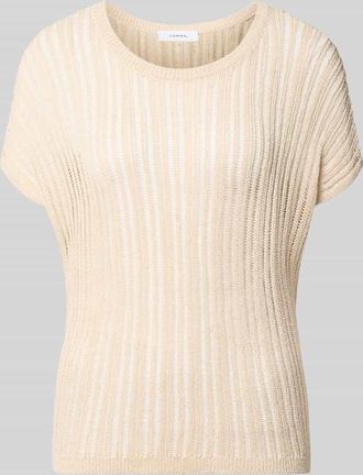 Comma Regular Fit T-Shirt aus Viskose-Mix in semitransparentem Design in Beige, Gr&ouml;&szlig;e XL