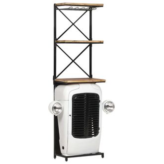 Berkfield Home Tractor Wine Cabinet White 49x31x172 cm Rough Mango Wood | Size: 49 x 31 x 172 cm