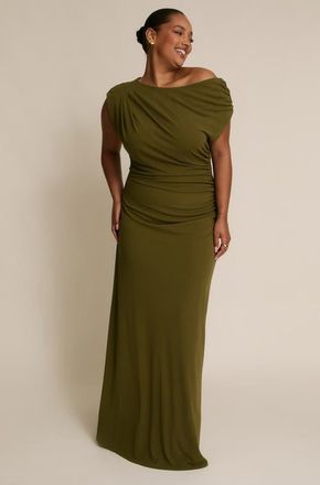 Six Stories Slash Neck Draped Bridesmaid Dress in Fern at Nordstrom, Size 4