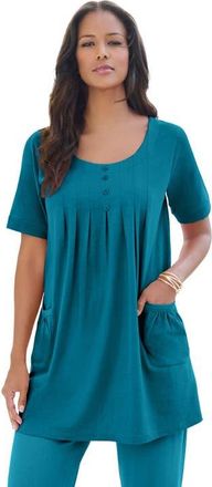 Roaman's Plus Size Two Pocket Soft Knit Swing Tunic in Deep Teal at Nordstrom, Size Medium