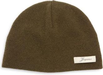 Jacquemus Le Bonnet Chevron Virgin Wool & Cashmere Beanie in Khaki at Nordstrom