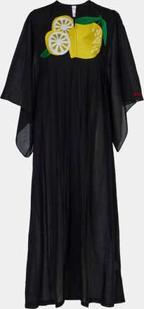 Kilometre Paris Lemon Embroidered Cotton Dress One Size