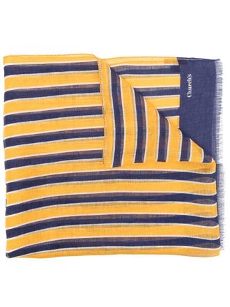 Churchs striped linen scarf - men - Linen/Flax - One Size - Blue