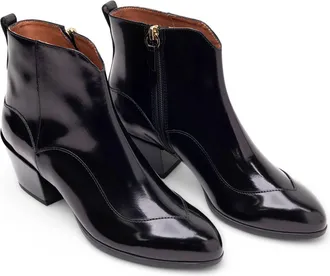 Hogan Patent Leather Zip-Up Ankle Boot - Black