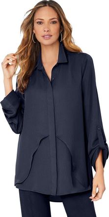 Roaman's Georgette Overlay Big Shirt in Navy at Nordstrom, Size 18