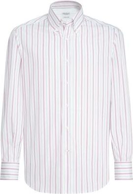 Brunello Cucinelli Striped poplin shirt in White at Nordstrom, Size Xxx-Large Eu
