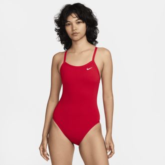 Nike Womens Swim HydraStrong Essential Racerback One Piece in Red | NESSA017-614