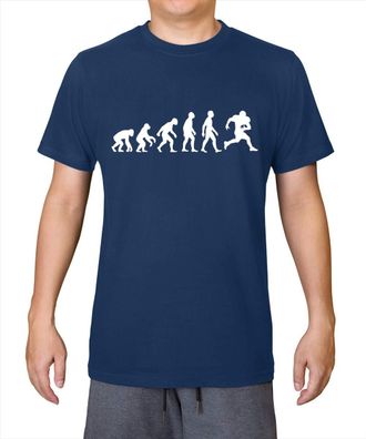 Generic Evolution of Man American Football - Mens 100% Organic Cotton T-Shirt - French Navy - XXL