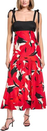 AMUR Selna Silk-Blend Midi Dress