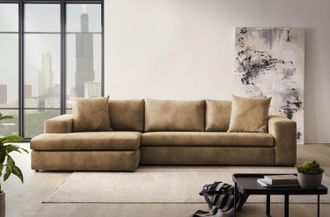 HOME AFFAIRE Ecksofa »SLEETLAND XXL in Samtvelours oder Vintage-Leder-Optik, L-Form,« besonders gross und bequem