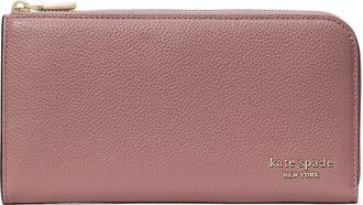 Kate Spade New York Devin Pebbled Leather Zip Around Continental Wallet Wallet Womens Handbags Dusk Rose
