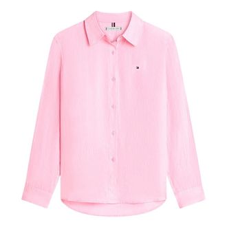 Tommy Hilfiger Shirts, female, Pink, Size: 3XS Button-Front Linen Shirt