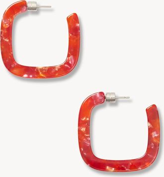 Machete Jewelry Midi Square Hoops in Saffron