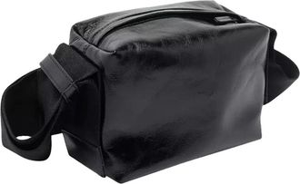Uma Wang Glossy Calf Leather Shoulder Bag - Black
