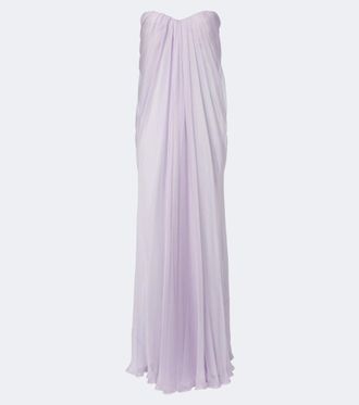 Alexander McQueen Draped silk chiffon bustier gown
