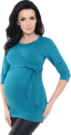 Purpless Maternity 2in1 Pregnancy Nursing Top 3/4 Sleeved Tunic Pregnant Breastfeeding Women 7735 (10, Dark Turquoise)