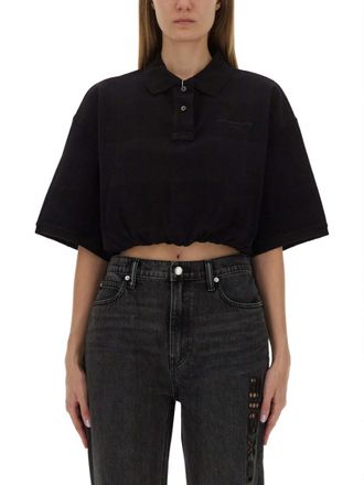 Alexander Wang Black Solid Shirt Collar Polo