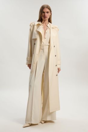 Karen Millen Womens Soft Signature Trench Coat - White - Size 12 UK