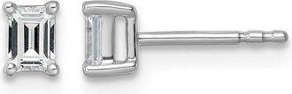 Diamond2Deal 14k White Gold 1/2 ct Emerald Lab Grown Diamond Stud Earrings VS Clarity, G-H Color