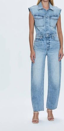 Pistola Denim Ace Sleeveless Barrel Leg Jumpsuit In Rally