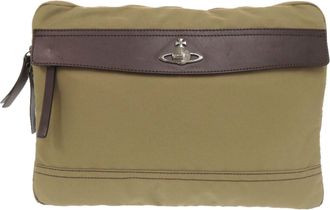 Vivienne Westwood Khaki Nylon Leather Clutch Bag (Pre-Owned)