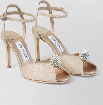 Jimmy Choo London sakora 85 glitter fabric sandals crystal