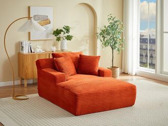 Vente-Unique Chaise longue in velluto a coste larghe terracotta - DONILIA
