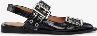 Ganni Feminine Buckle Ballerinas in Black - Size 35
