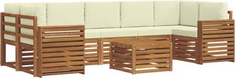 vidaXL Conjunto De Sof&aacute;s De Exterior 8 Uds. Natural Y Crema Vidaxl