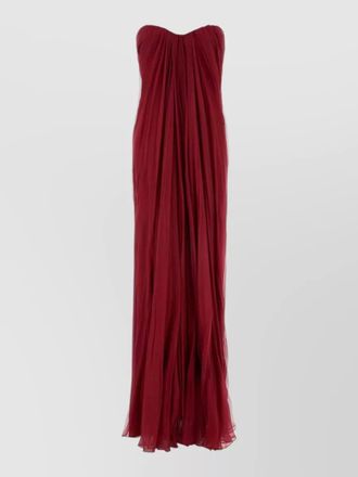 Alexander McQueen silk strapless floor length pleated dress