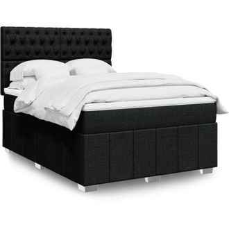 vidaXL Vidaxl - Cama Box Spring Con Colch&oacute;n Tela Negro 140x200 Cm