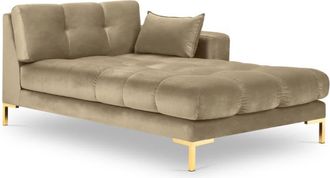 MICADONI Chaise longue de angulo derecho de terciopelo beige